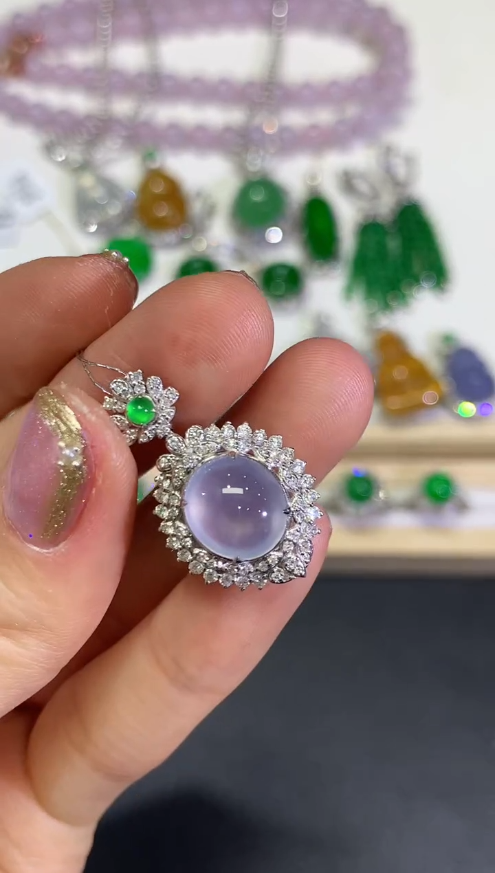 【闪购商品】翡翠颈饰18K金镶嵌团购20