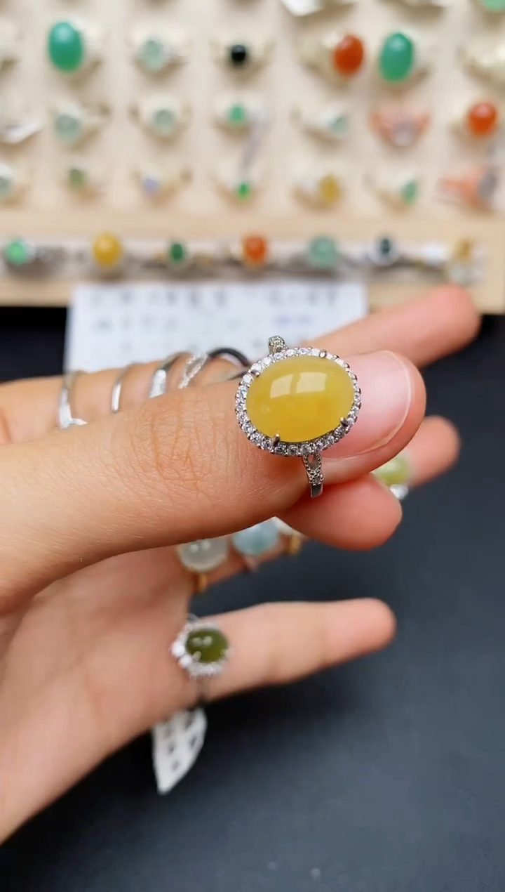 【闪购商品】翡翠戒指银S925镶嵌缅甸翡翠