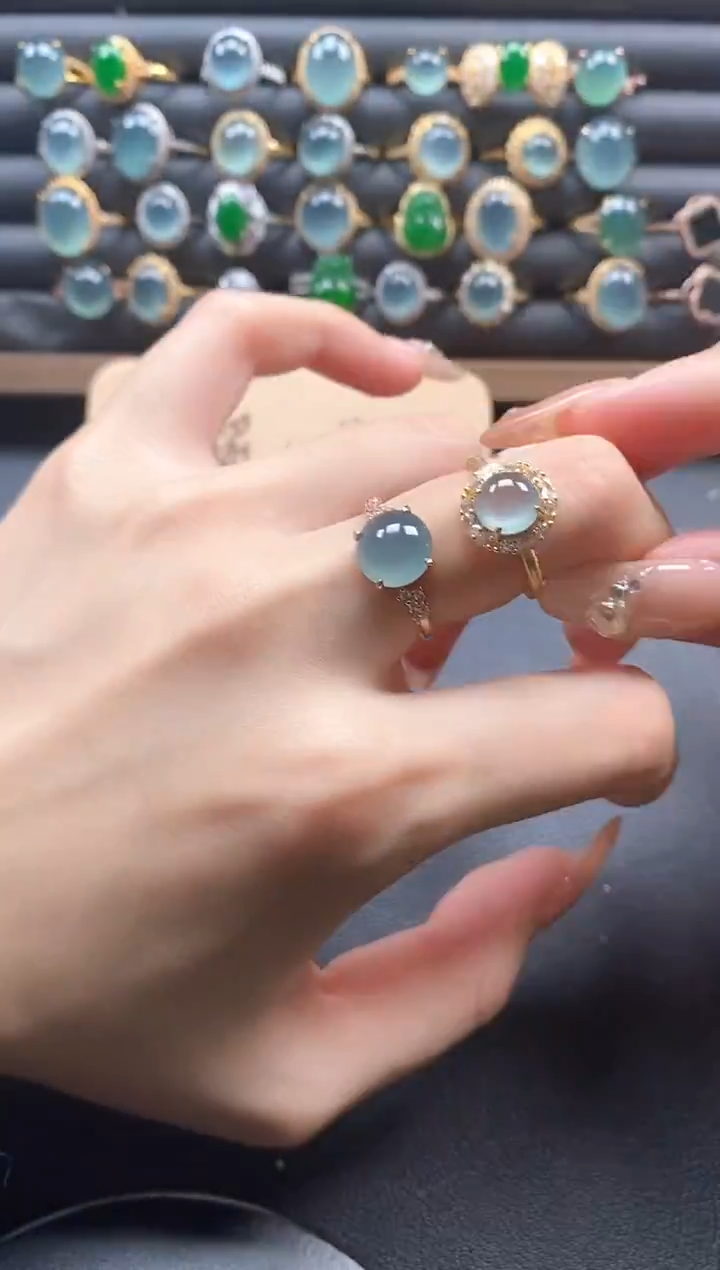 银S925镶嵌戒指翡翠51511