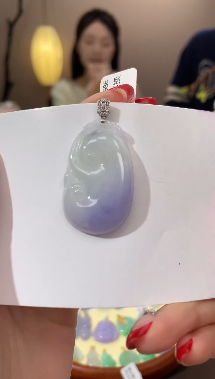 【闪购商品】翡翠颈饰18K金镶嵌天然缅甸a货翡翠