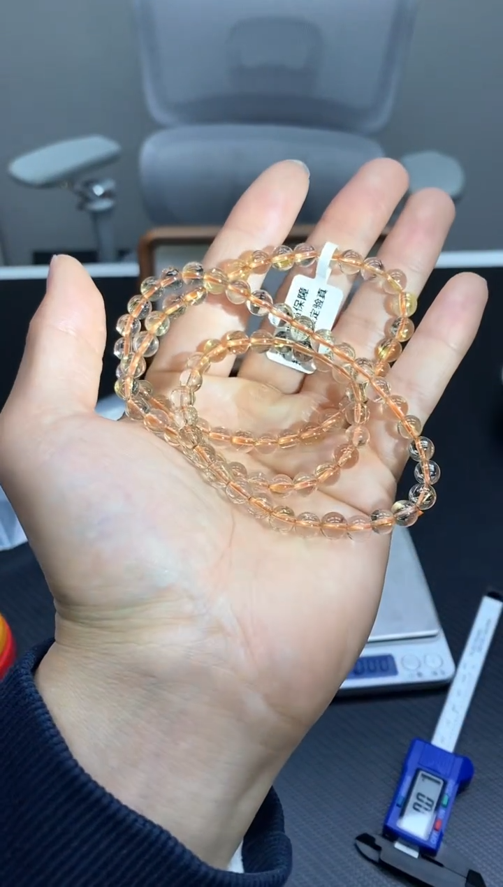 未镶嵌手串水晶BB5金发晶三圈6mm