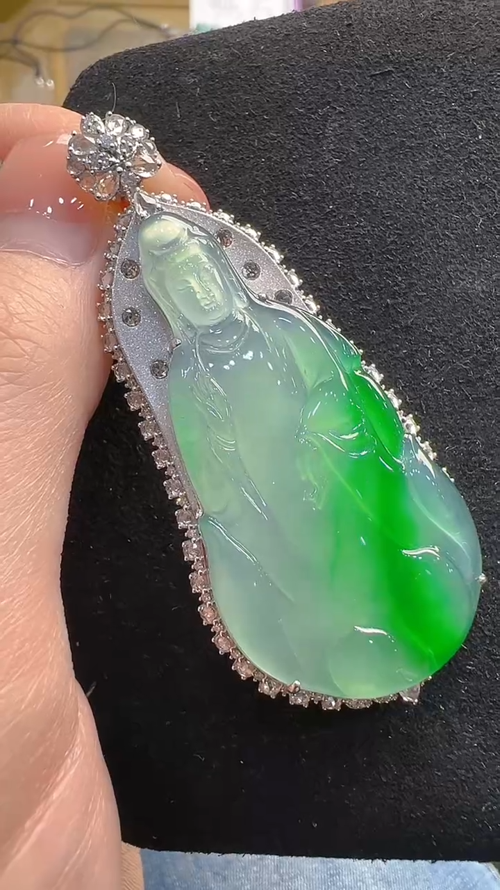 【闪购商品】翡翠吊坠(不含链)18K金镶嵌分单总价52800 尾款22800