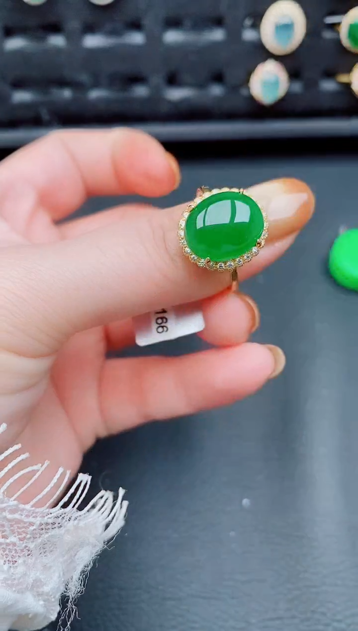 【闪购商品】翡翠戒指银S925镶嵌天然a货翡翠252