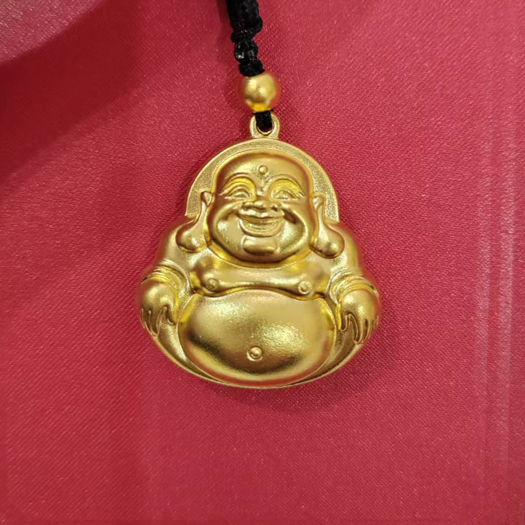 【饰哥推荐】金理金古法足金999黄金古法大肚佛吊坠