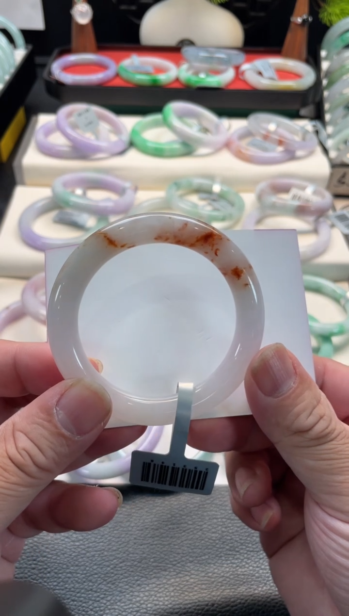 未镶嵌手镯翡翠110号链接 52圆条 有纹裂