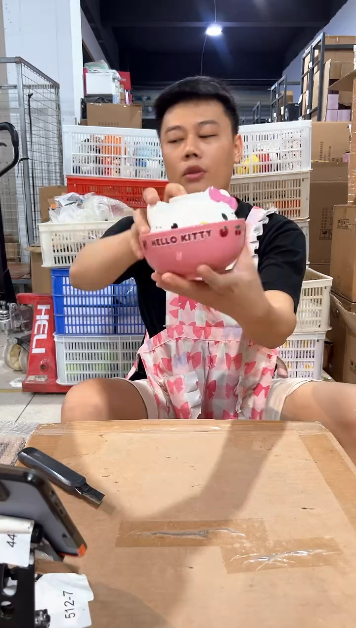 瓷片B款原盒kt猫带盖泡面碗
