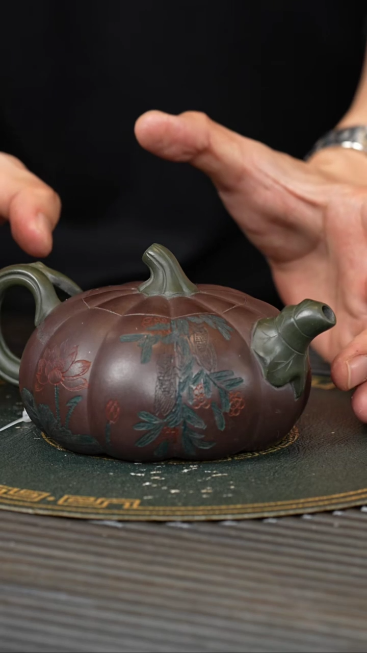 【闪购商品】紫砂茶壶XXW 老紫泥 扁南瓜 320cc