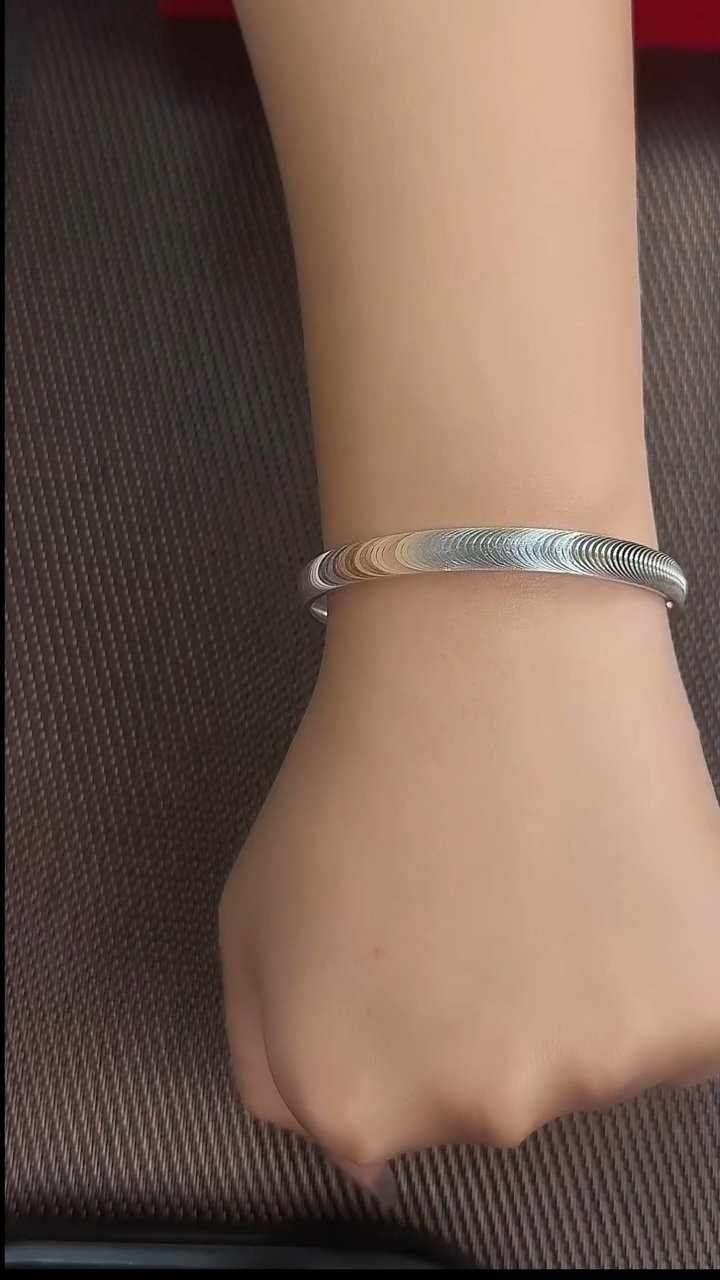 无足银 [半亩银田]足银猫眼开口手镯