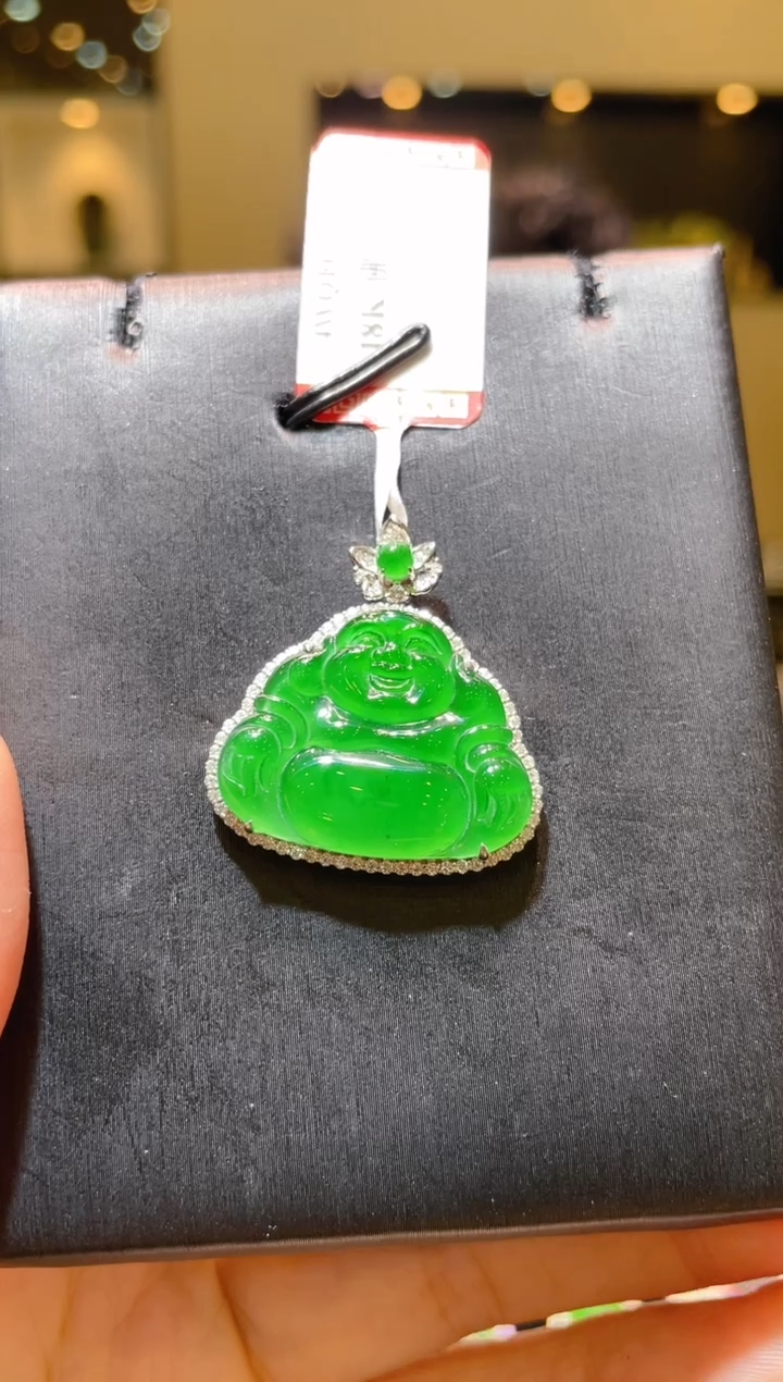 【闪购商品】翡翠吊坠(赠链)18K金镶嵌A56