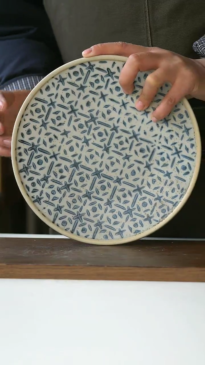 【闪购商品】陶瓷手绘米字早餐盘21cm@4-2@