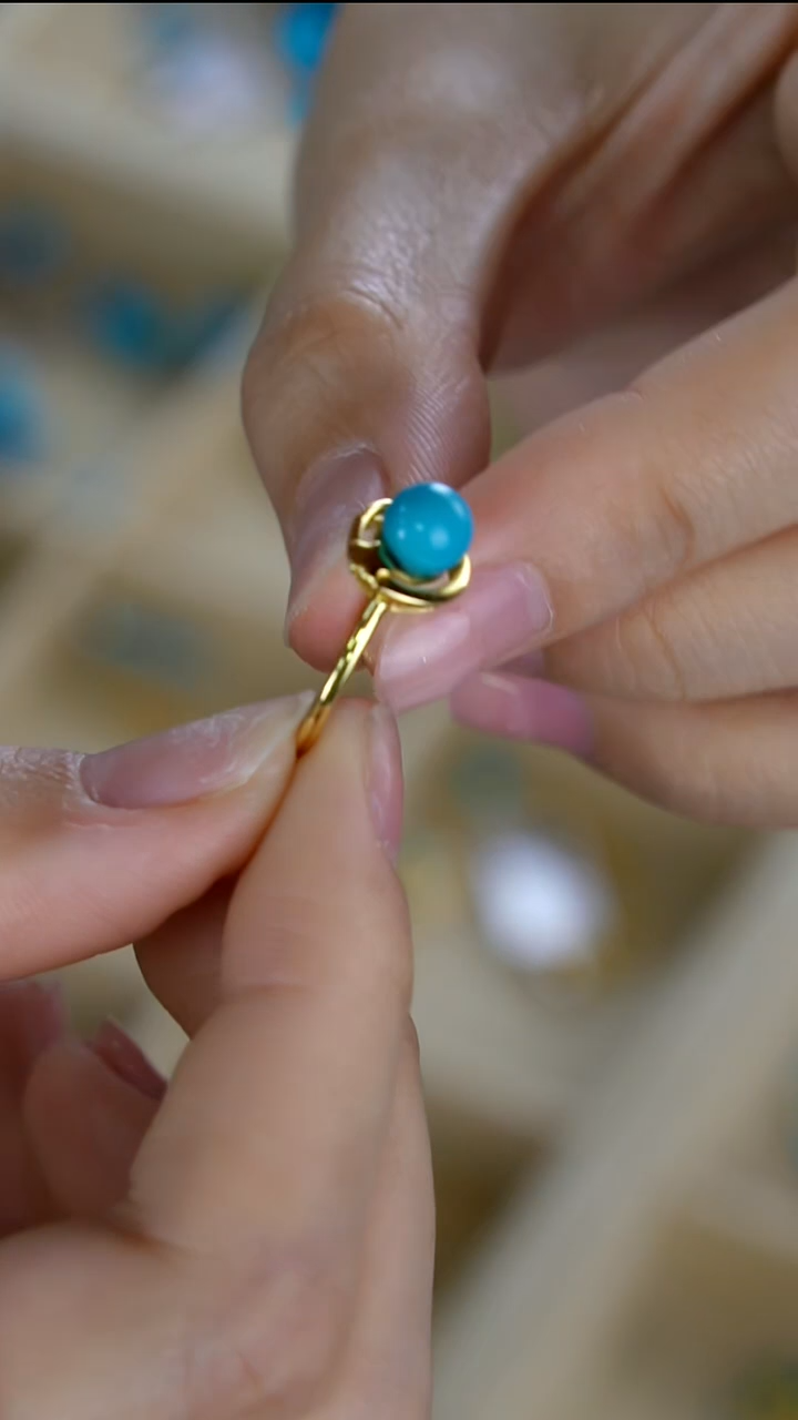 未镶嵌绿松石戒指杨杨专属S925睡美人圆珠戒*指6mm（孤品）XZ0742BZ