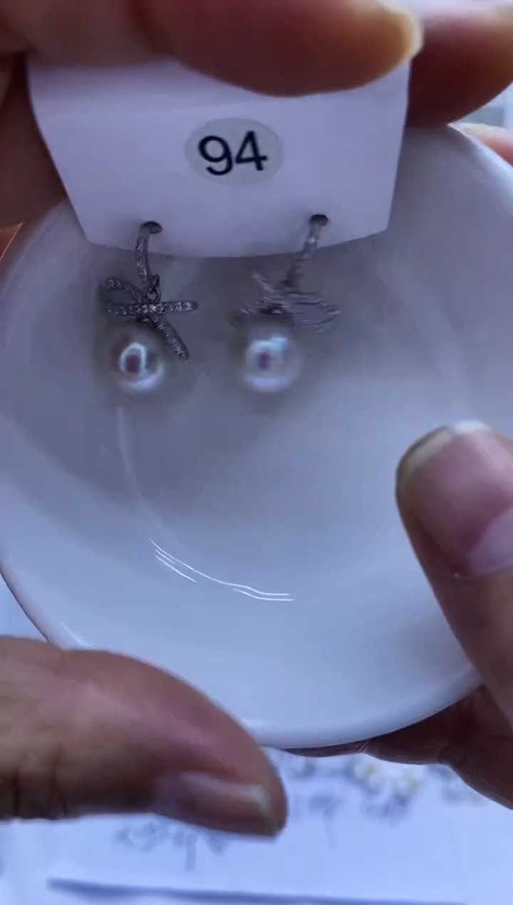 银S925镶嵌耳饰淡水珍珠94