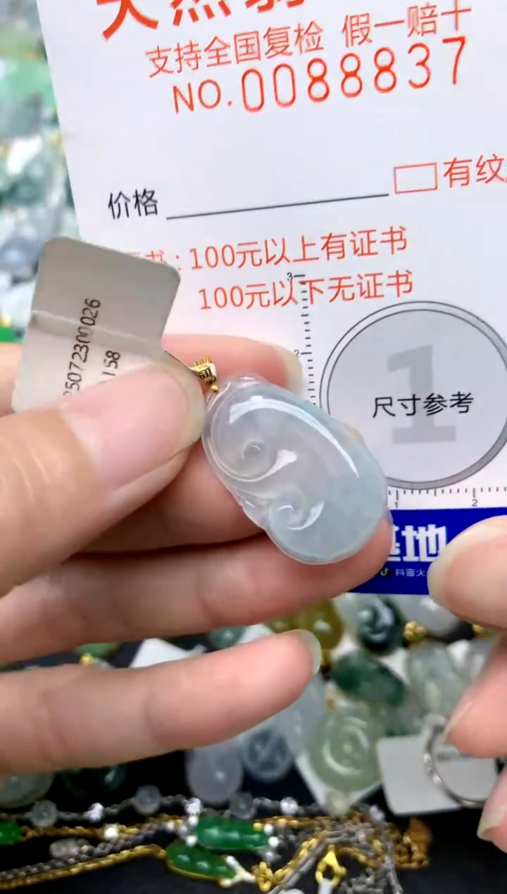 颈饰18K金镶嵌翡翠天然A货翡翠