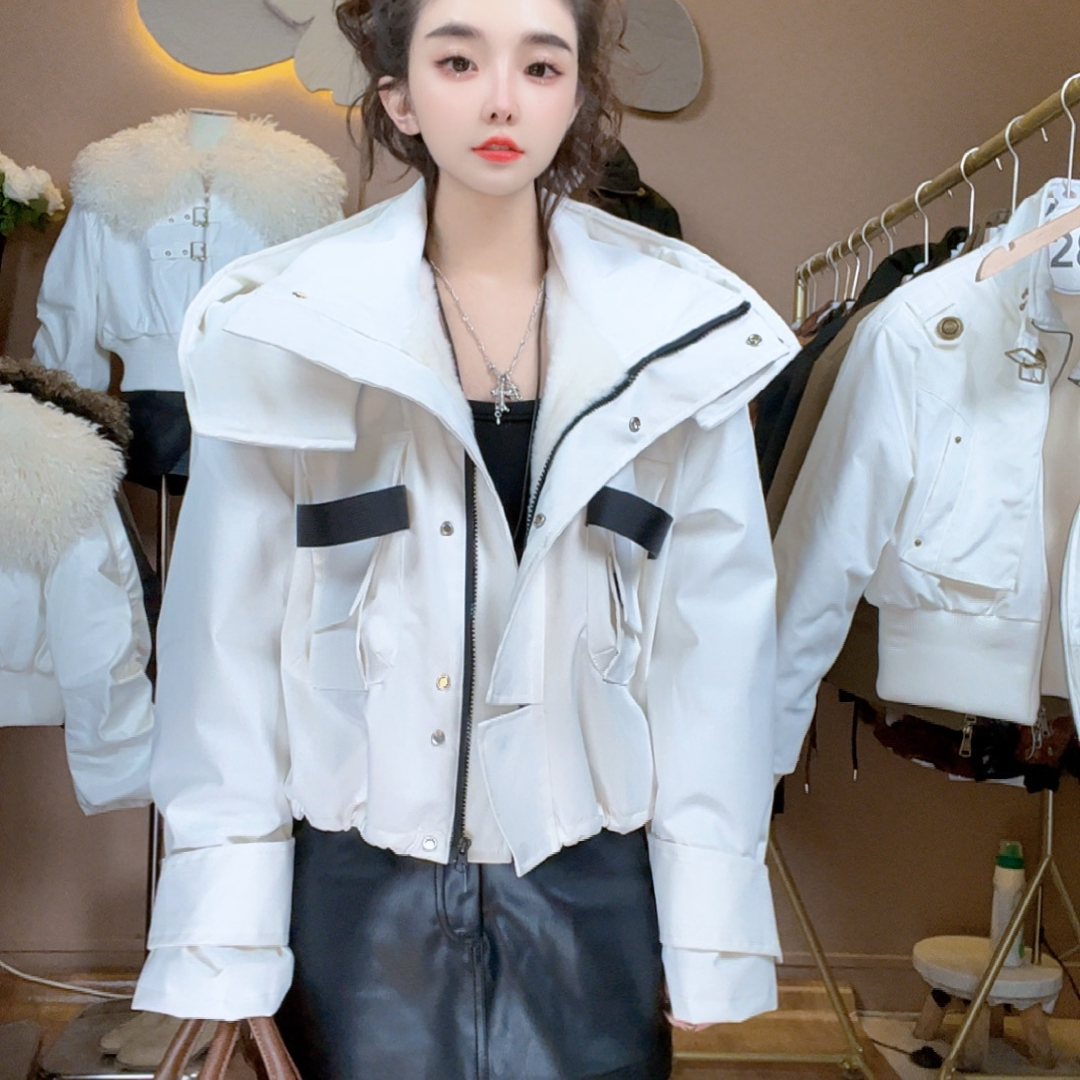 厚款连帽长袖短款韩版女优等品秋冬时尚上衣外套网红