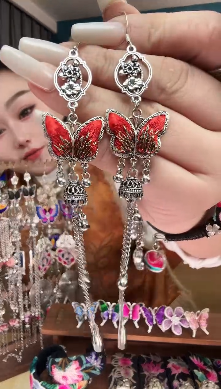 刺绣纯手工民族风刺绣耳环