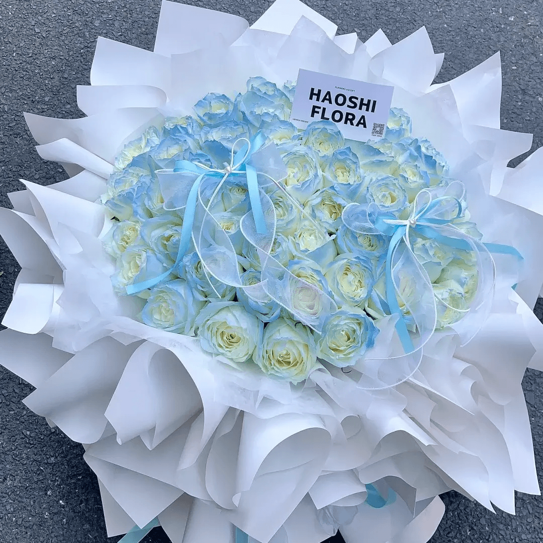 枝碎冰蓝玫瑰生日花束鲜花送女友送男友恋人同城鲜花店配送上门