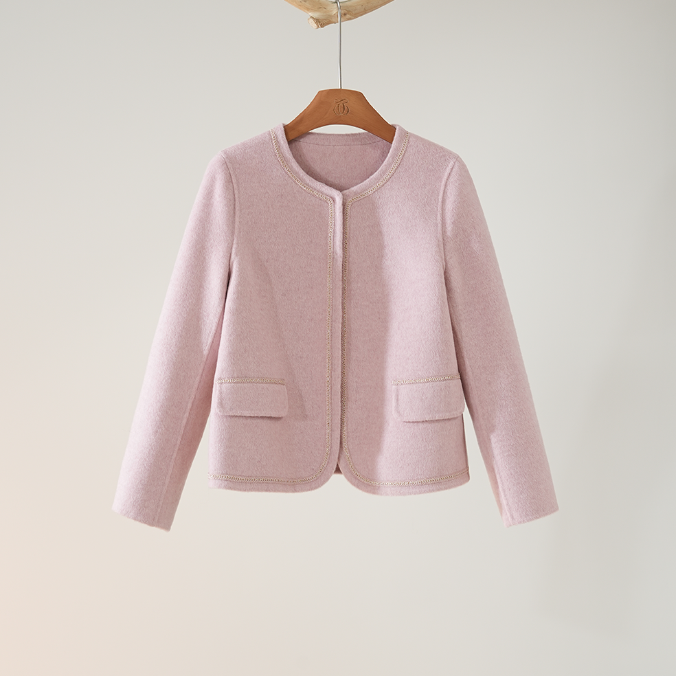 西子/【美丽人生】羊绒毛莱赛尔手工双面呢保暖圆领外套/WTYF0237