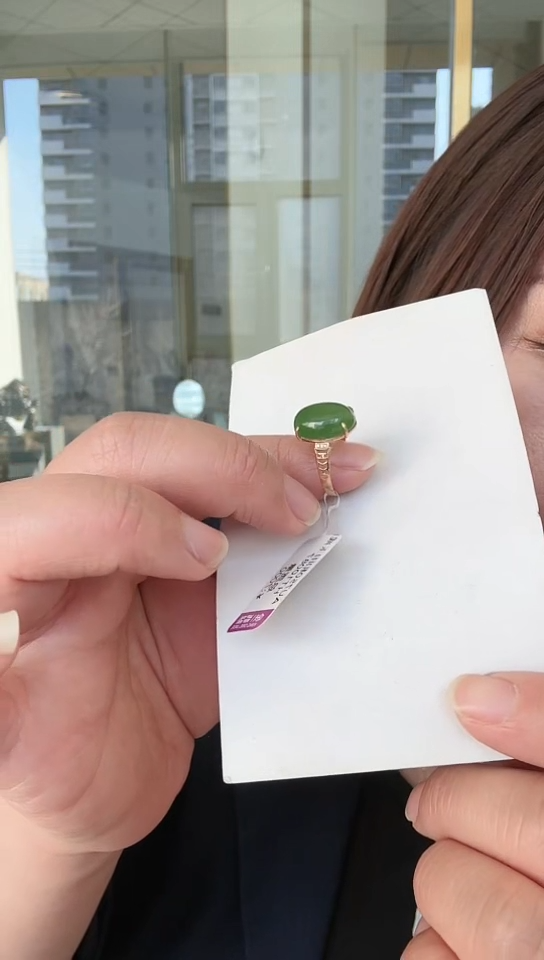 【闪购商品】和田玉戒指18K金镶嵌戒指4