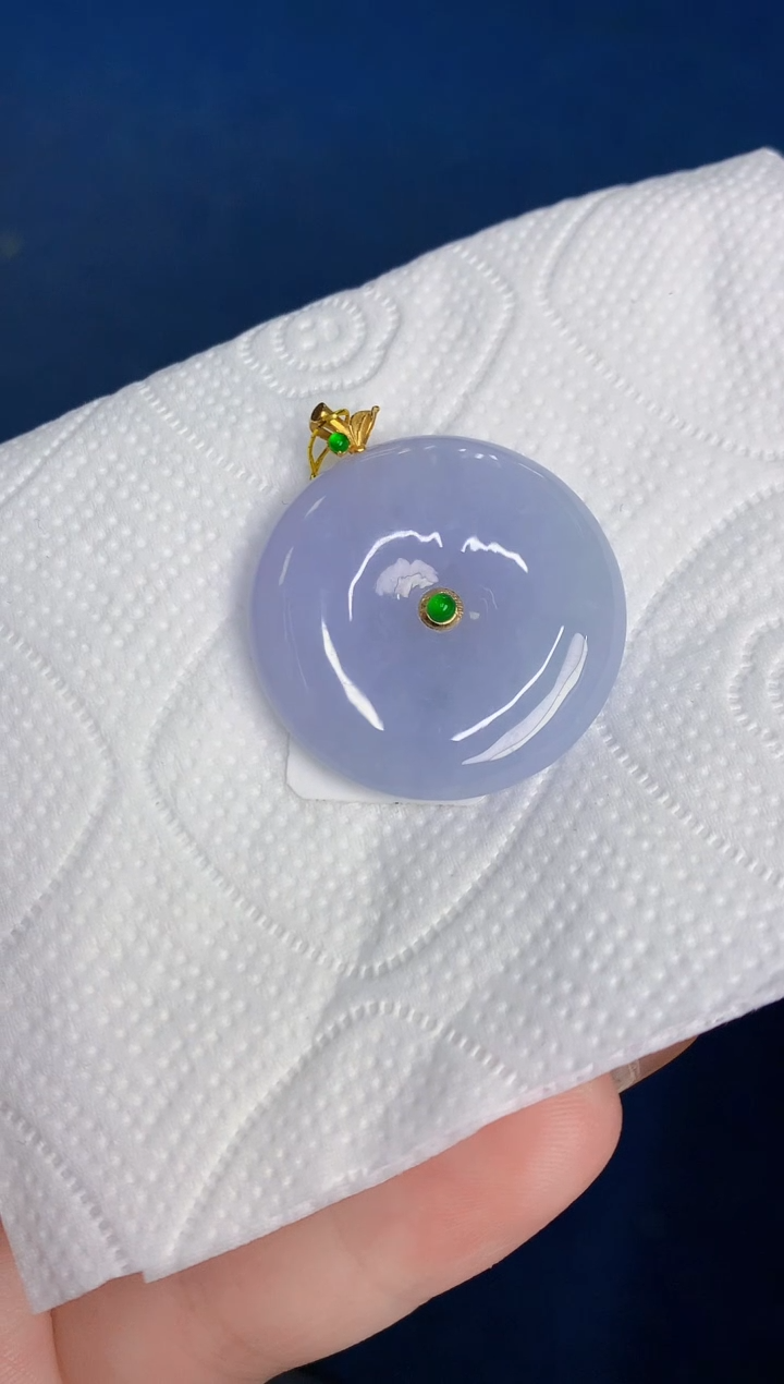 颈饰18K金镶嵌翡翠缅甸天然翡翠A货