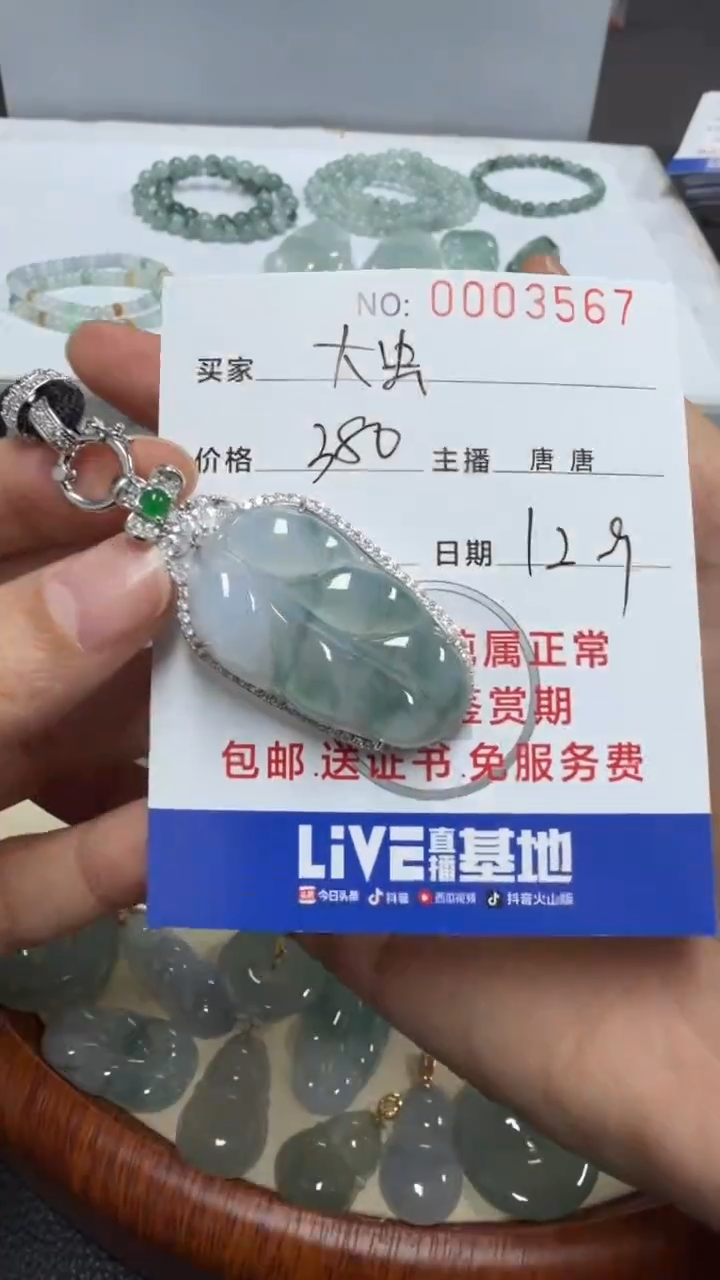 银S925镶嵌挂件翡翠大*大虫3567