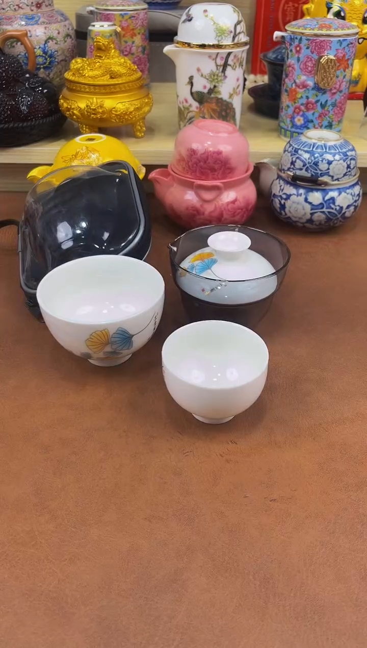 陶瓷茶具摆件旅行套组