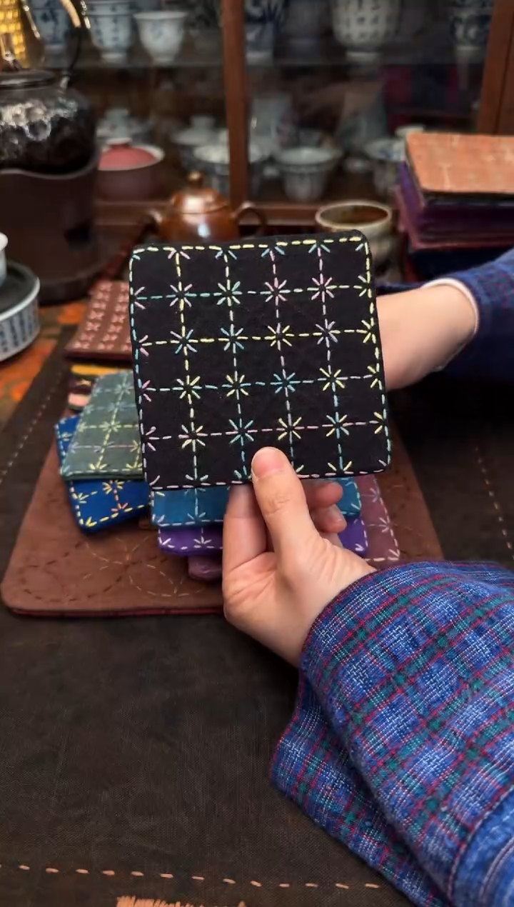 【闪购商品】织绣Cici手作刺子绣植物染柿染茶席-375