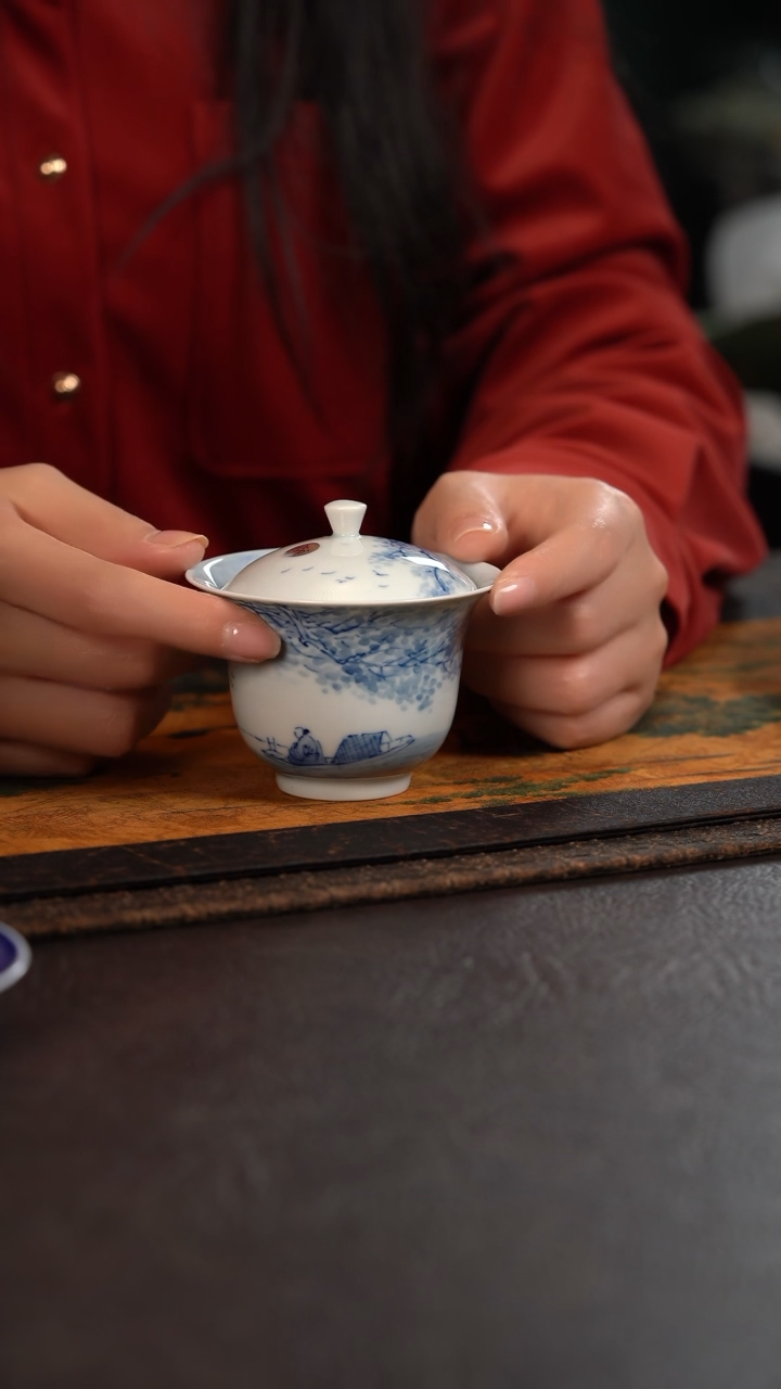 【闪购商品】杯756号HLX陶瓷写意山水盖碗