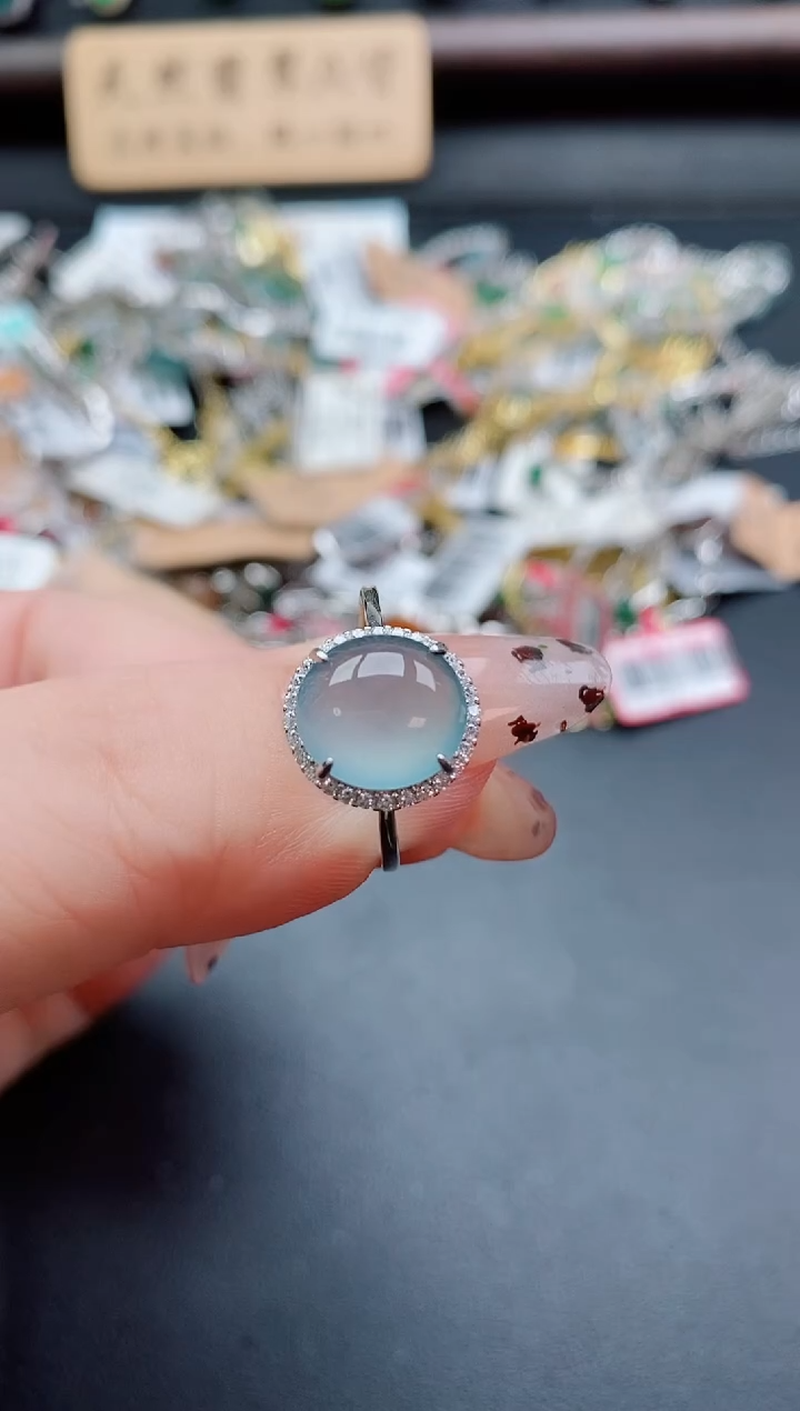 银S925镶嵌戒指翡翠1