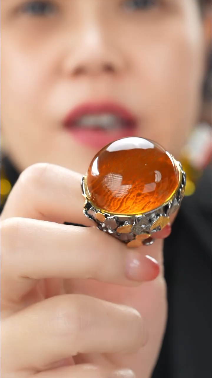 琥珀颈饰未镶嵌特色蜜蜡戒指