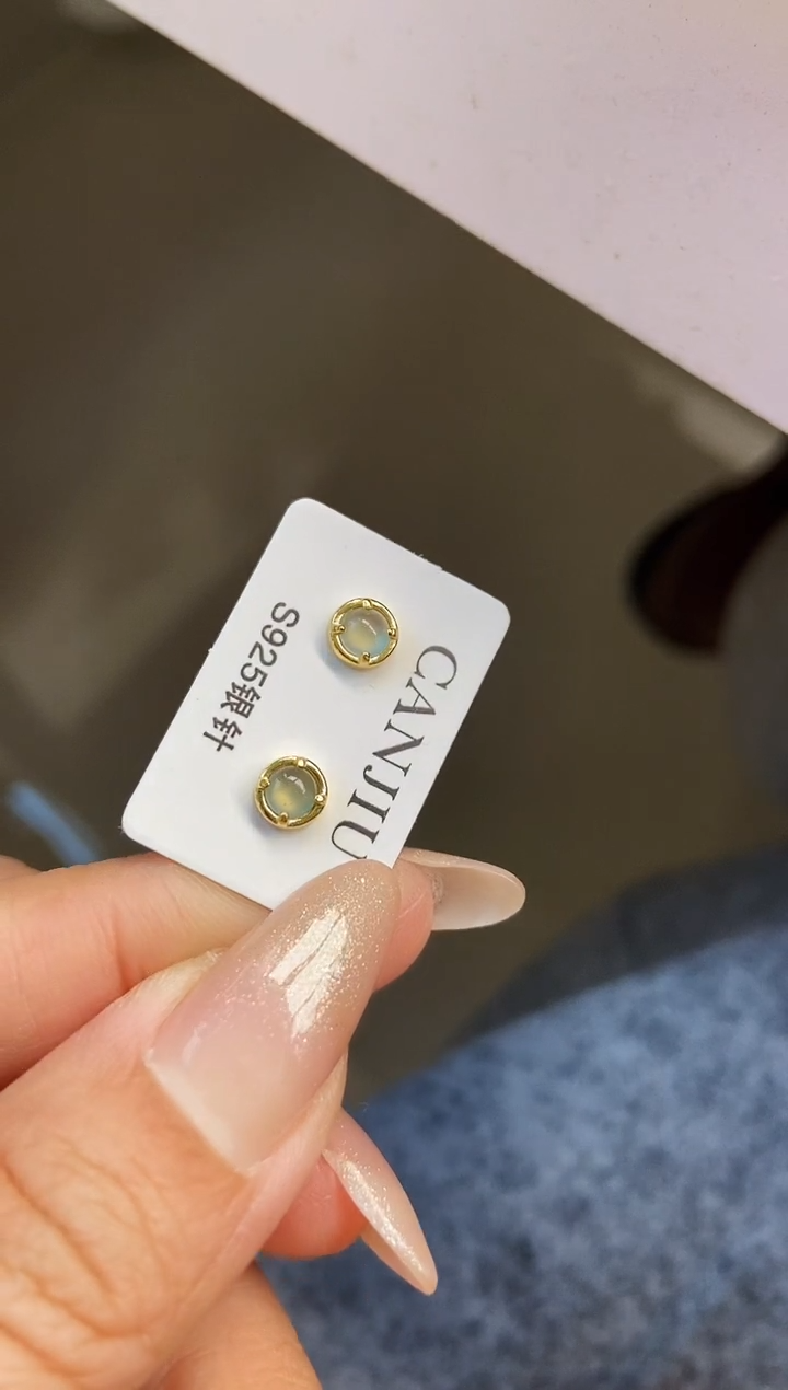 银S925镶嵌翡翠耳饰12