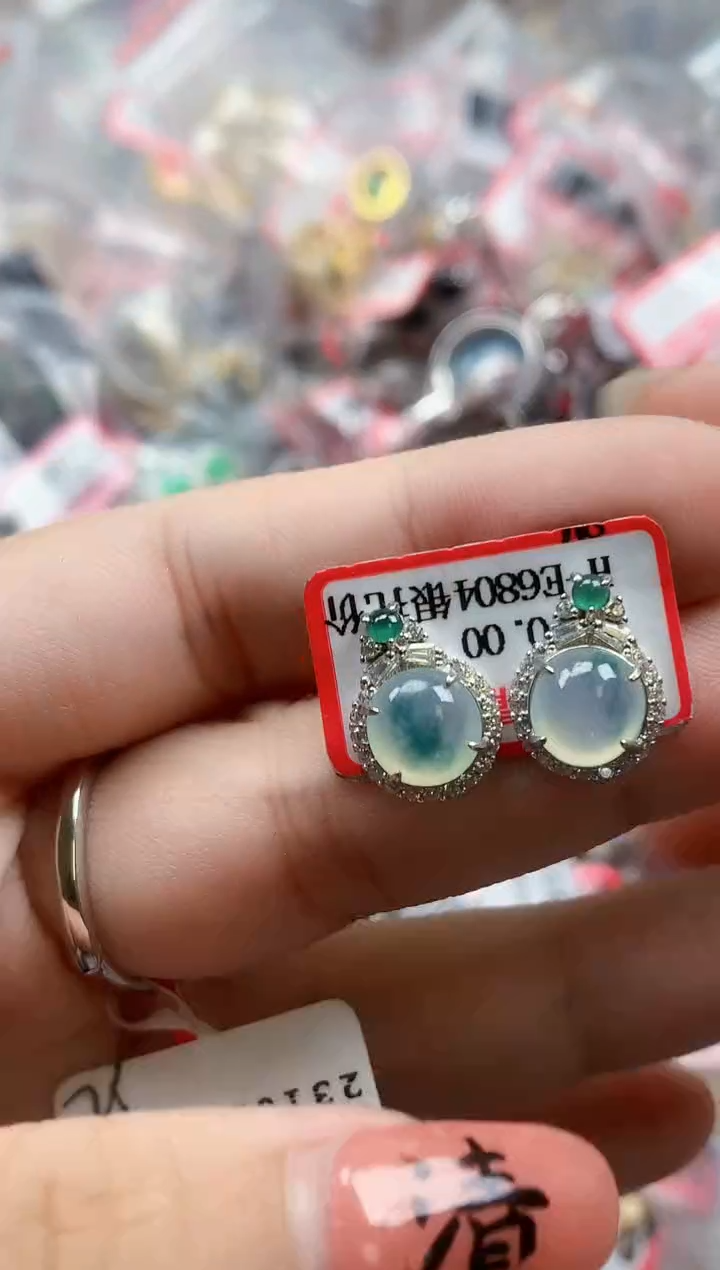 银S925镶嵌戒指翡翠天然A货缅甸翡翠