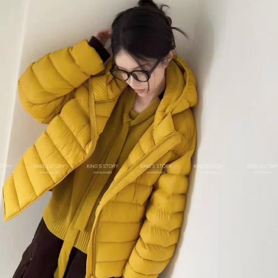 连帽休闲保暖短款冬季花苞帽羽绒服薄款时尚优等品