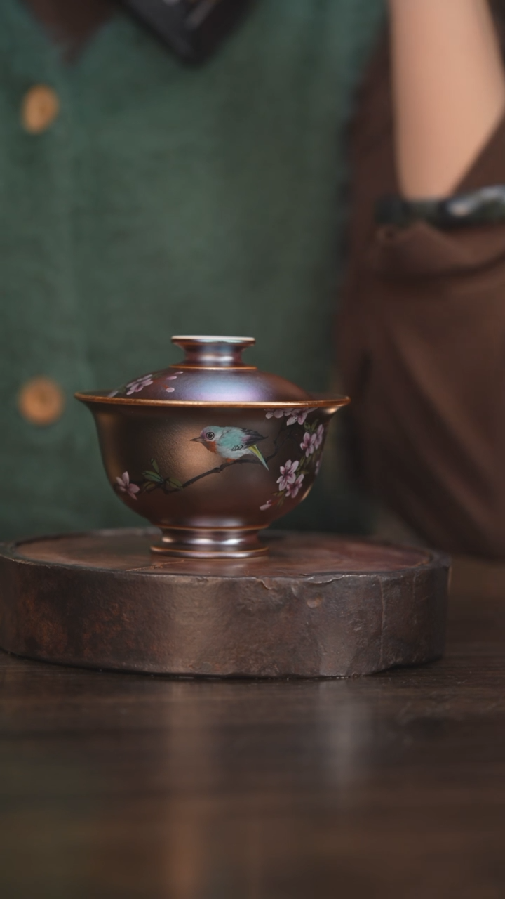 【闪购商品】杯104柴房陶瓷丨窑宝绘画盖碗