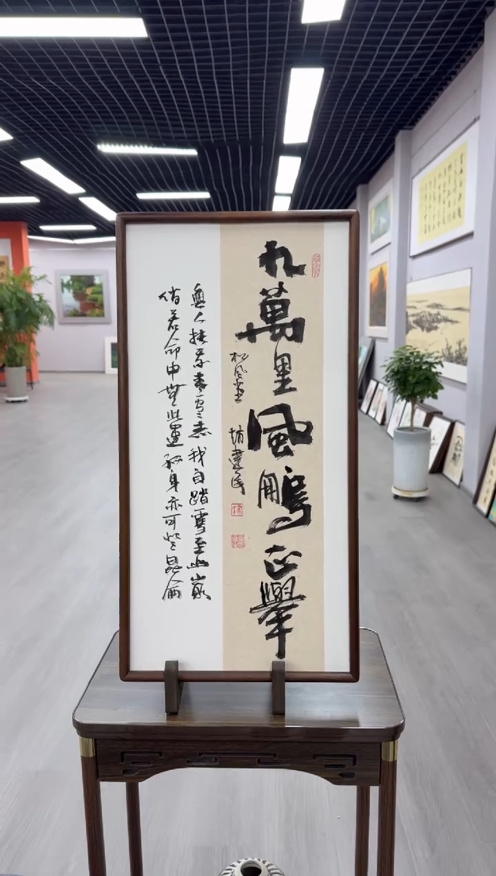 书法九万里风鹏正举---赵建民老师35*68进口实木画框