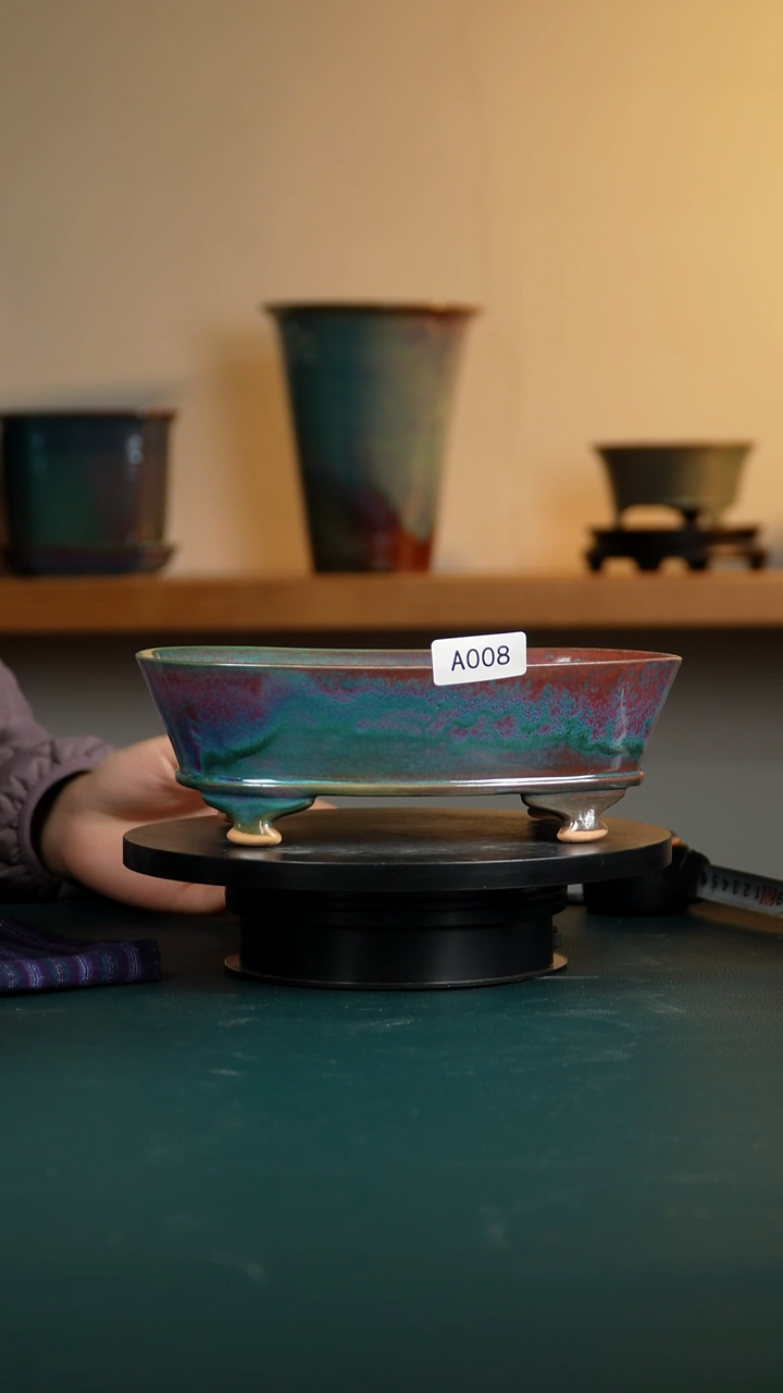 耕****）008微瑕椭圆窑变花盆7.5/4.5/24/23/17/16不退不换 