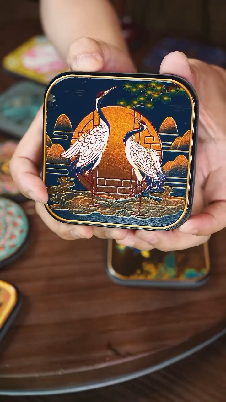 壹藏贰宝立鹤杯垫一片