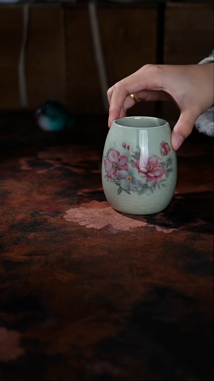 哥窑桃花朵朵茶道筒1