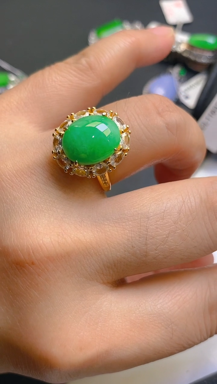 【闪购商品】翡翠耳饰银S925镶嵌天然A货翡翠1