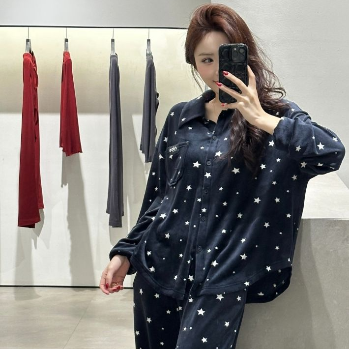 SIEOYJIEA/私迹大榕家viki【蓝色五角星】女款时尚气质家居服套装