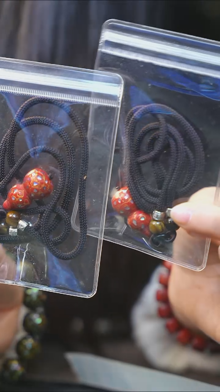 【闪购商品】红金大漆紫光檀螺钿小脖挂