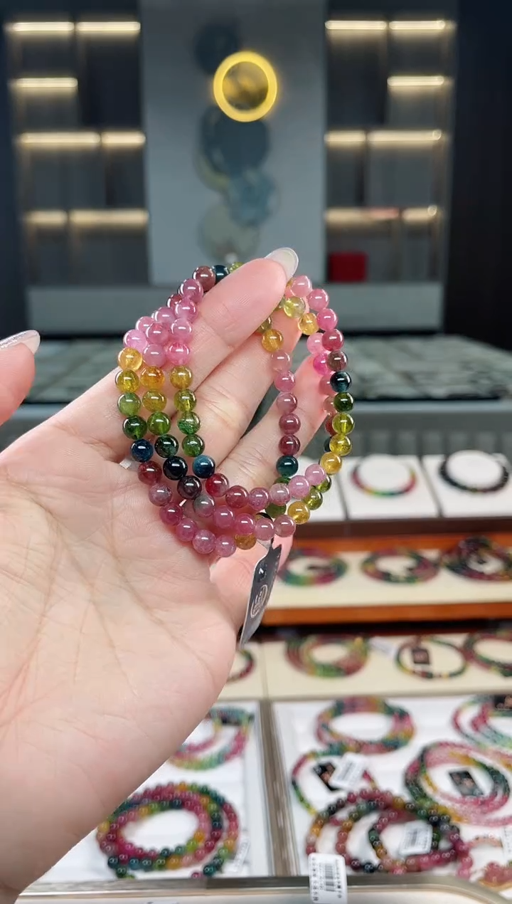 未镶嵌老矿碧玺三圈手串6mm+碧玺（多样性发一条）T