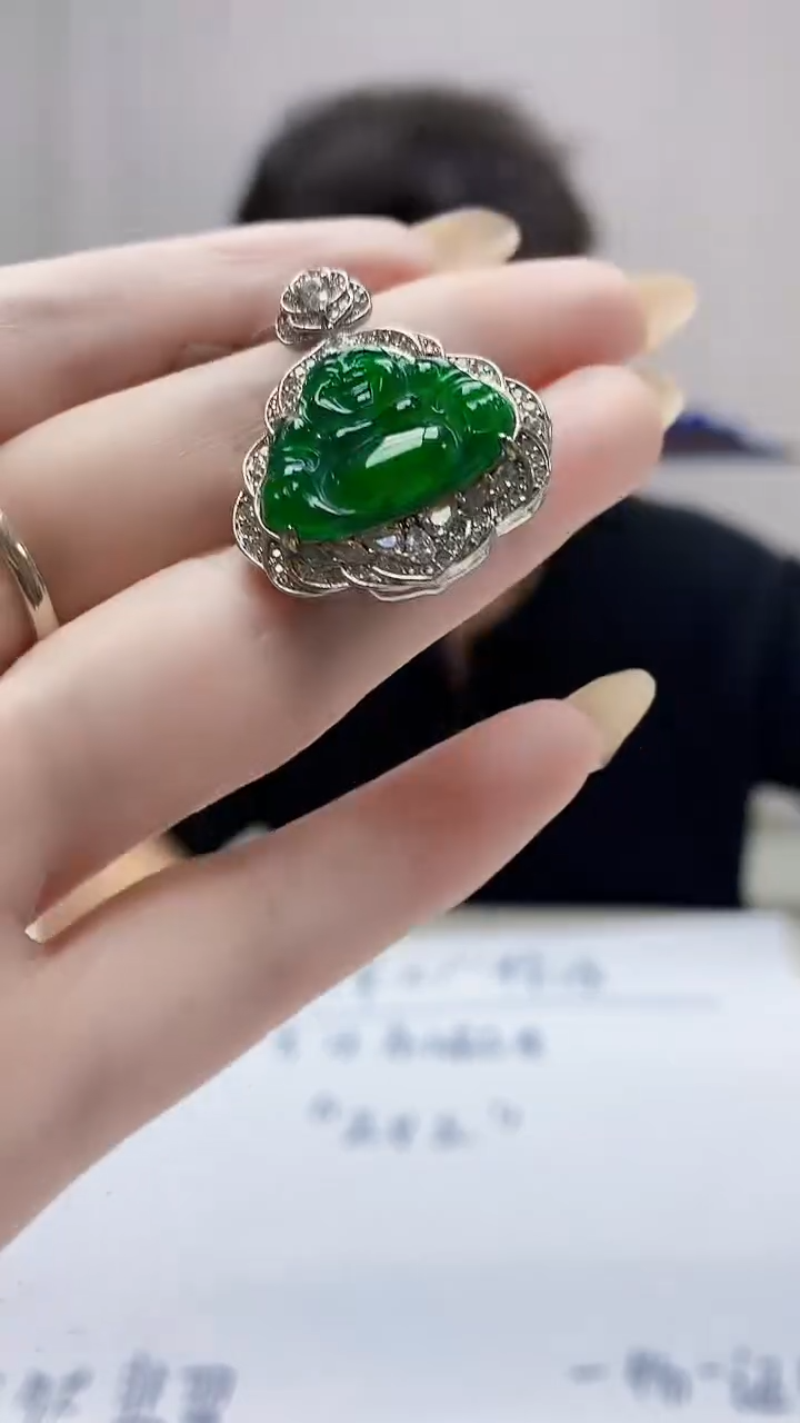 未镶嵌定制翡翠4688DD-毛货挂件55