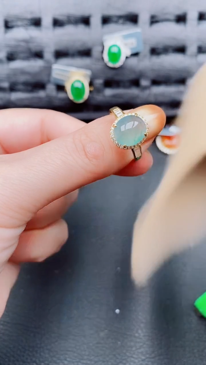 【闪购商品】翡翠戒指银S925镶嵌天然a货翡翠767