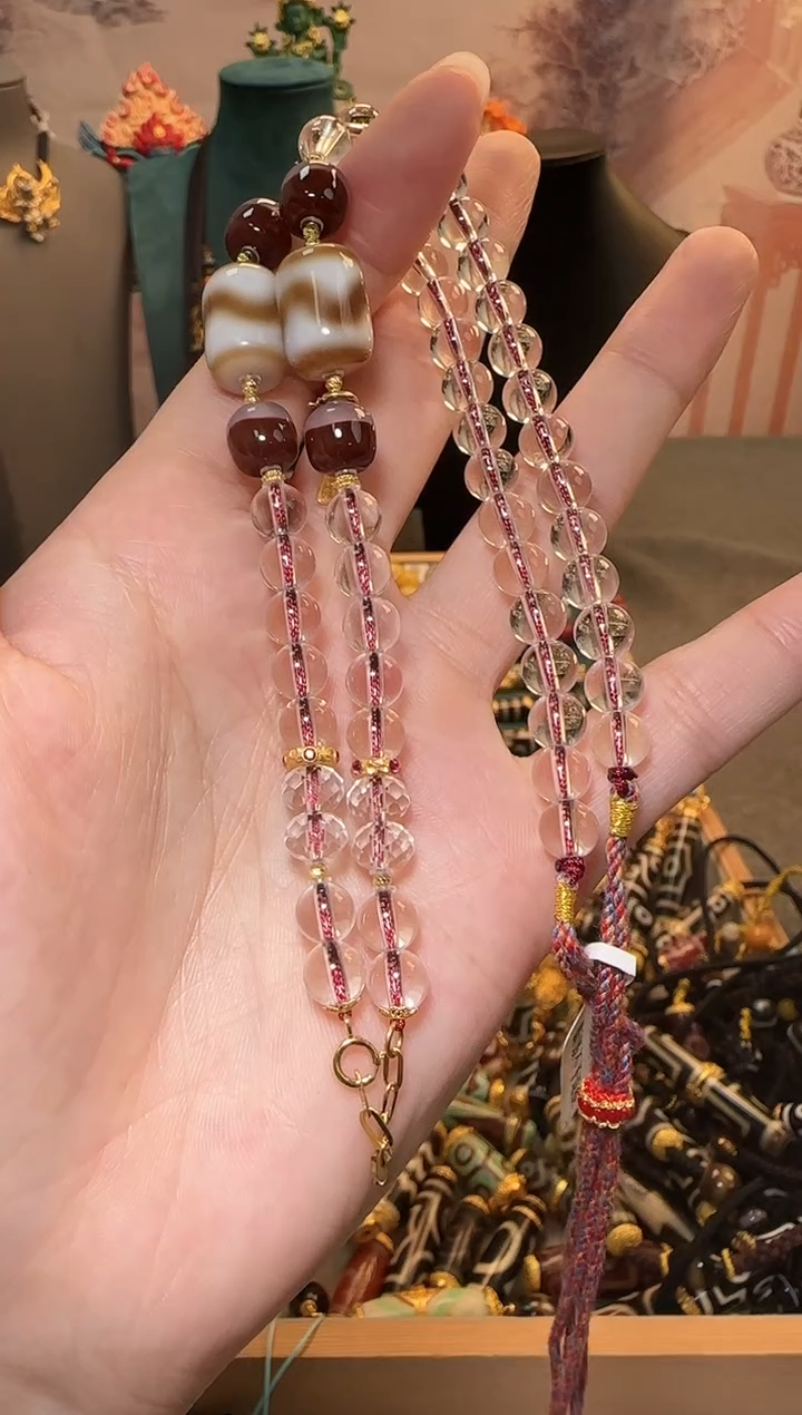 【闪购商品】玛瑙吊坠18K金镶嵌项链