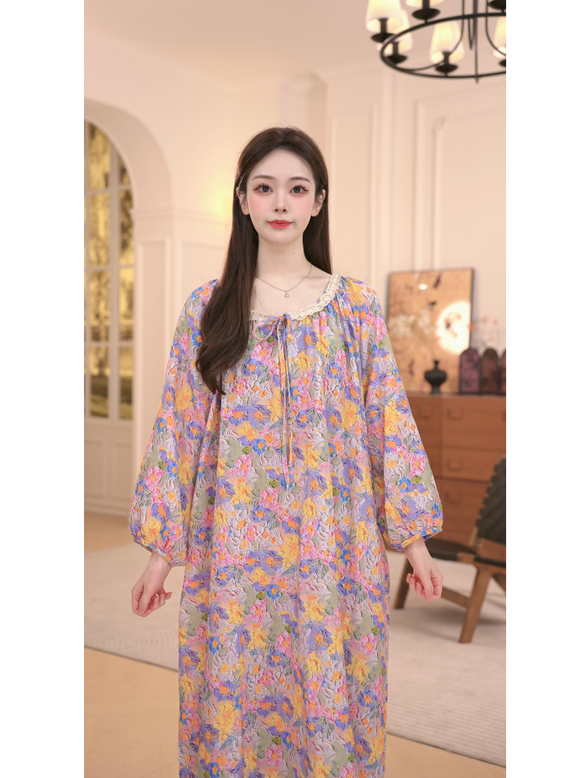 DM【七彩繁花】高定设计款时尚家居睡裙