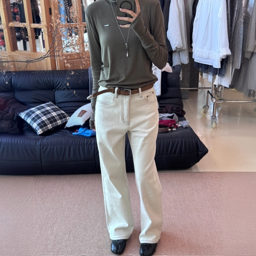 VIINS高腰宽松设计感加绒牛仔裤女新款百搭显瘦直筒阔腿长裤92012