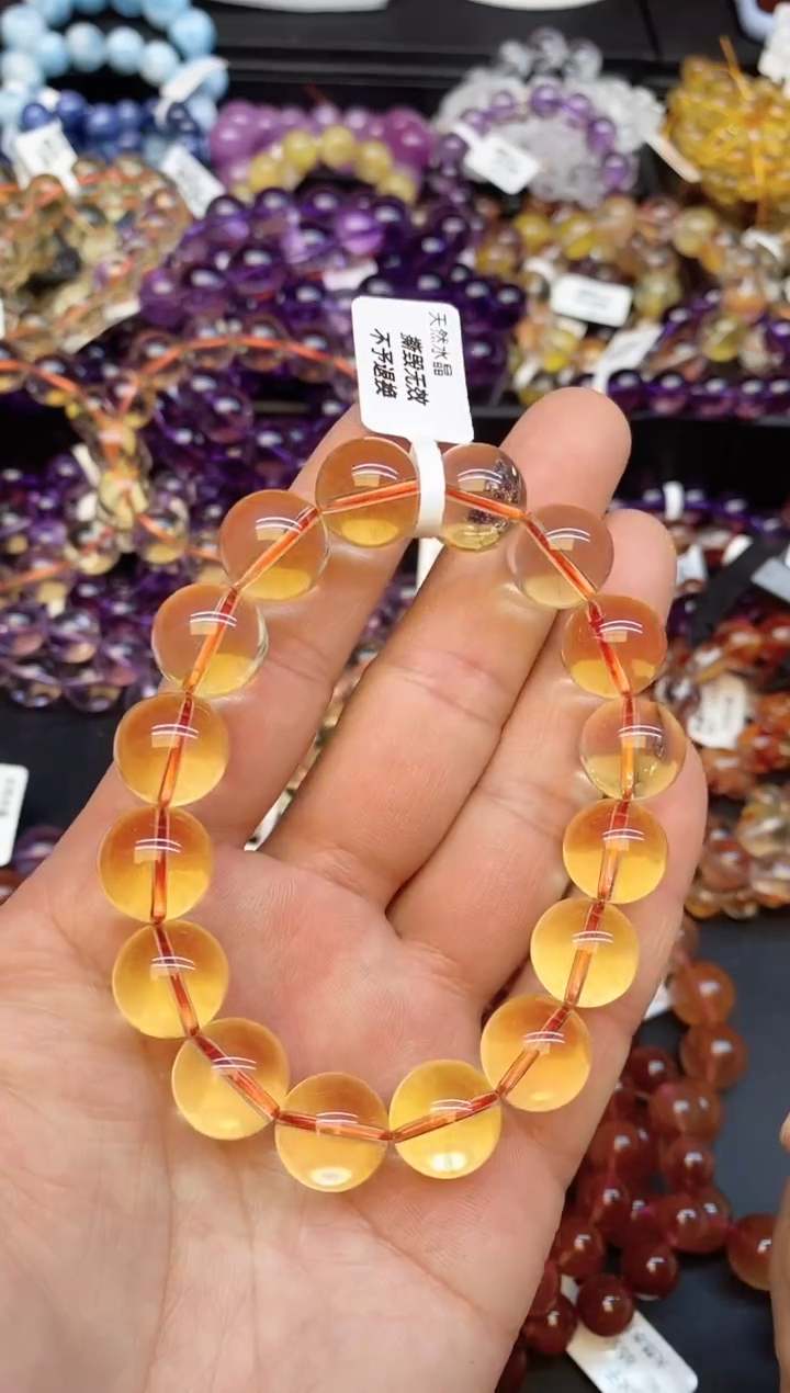 【闪购商品】水晶手链未镶嵌b44 黄水晶13mm+