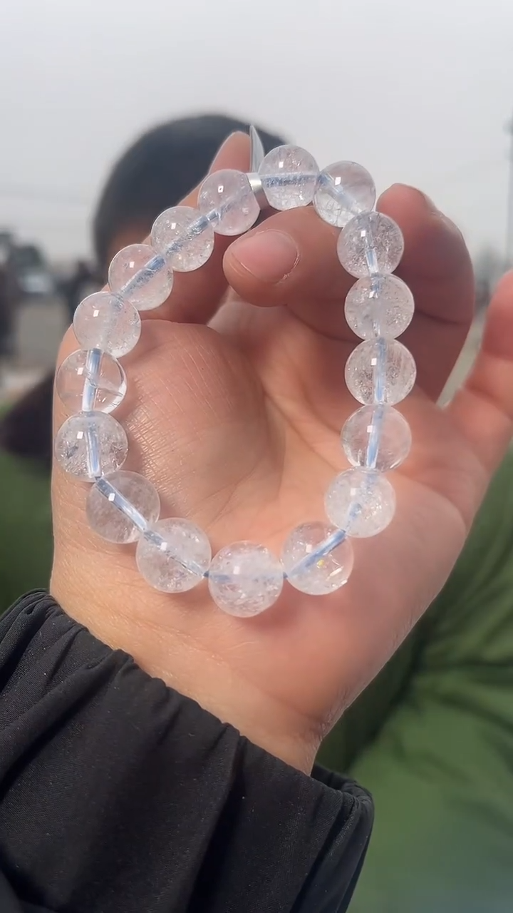 【闪购商品】水晶手链未镶嵌天然白阿赛手串多样性发一12mm