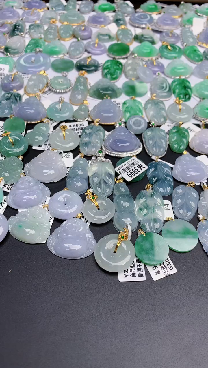 【闪购商品】翡翠颈饰18K金镶嵌天然缅甸翡翠A货