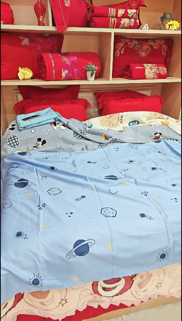 银鼠毛一百支长绒棉床单2.4*2.5星球探险